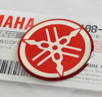 1 x YAMAHA 30mm TUNING FORK LOGO  DECAL EMBLEM STICKER - RED/SILVER