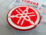 1 x YAMAHA 40mm TUNING FORK LOGO DECAL EMBLEM STICKER - RED/SILVER