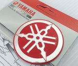 1 x YAMAHA 55mm TUNING FORK LOGO DECAL EMBLEM STICKERS - RED/SILVER