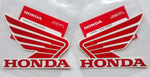 Honda Wing Fuel Tank Decal Wings Sticker 2 x 95mm RED ( Silver Outline ) & WHITE 100% GENUINE