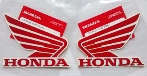 Honda Wing Fuel Tank Decal Wings Sticker 2 x 95mm RED ( Silver Outline ) & WHITE 100% GENUINE