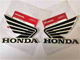 Honda Wing Fuel Tank Decal Wings Sticker 2 x 95mm BLACK ( Silver Outline )  & WHITE 100% GENUINE