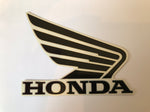 Honda Wing Fuel Tank Decal Wings Sticker 2 x 95mm BLACK ( Silver Outline )  & WHITE 100% GENUINE