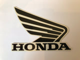 Honda Wing Fuel Tank Decal Wings Sticker 2 x 95mm BLACK ( Silver Outline )  & WHITE 100% GENUINE