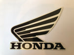 Honda Wing Fuel Tank Decal Wings Sticker 2 x 95mm BLACK ( Silver Outline )  & WHITE 100% GENUINE