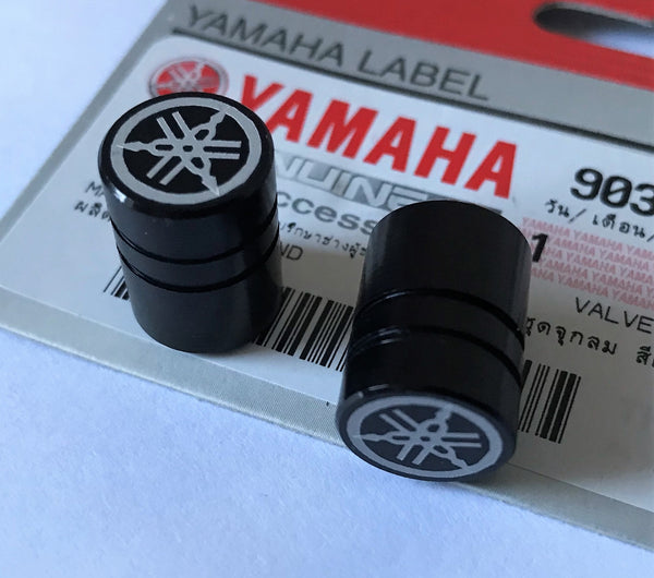 Genuine Yamaha Black Anodized Valve Stem Caps – Tuning Fork Logo (2-Pack) 1 thumbnail image