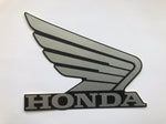 Honda Wings Fuel Tank Decal Wing Stickers 2 x 100mm SILVER & BLACK