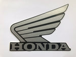 Honda Wings Fuel Tank Decal Wing Stickers 2 x 100mm SILVER & BLACK