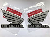 Honda Wings Fuel Tank Decal Wing Stickers 2 x 100mm SILVER & BLACK