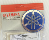 1 x YAMAHA 55mm TUNING FORK LOGO  DECAL EMBLEM STICKERS - BLUE/SILVER