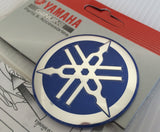 1 x YAMAHA 55mm TUNING FORK LOGO  DECAL EMBLEM STICKERS - BLUE/SILVER