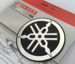 1 x YAMAHA 55mm TUNING FORK LOGO DECAL EMBLEM STICKERS -  BLACK/SILVER