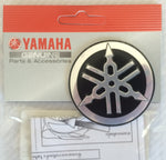 1 x YAMAHA 55mm TUNING FORK LOGO DECAL EMBLEM STICKERS -  BLACK/SILVER