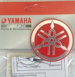 1 x YAMAHA 55mm TUNING FORK LOGO DECAL EMBLEM STICKERS - RED/SILVER