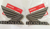 Honda Wing Fuel Tank Decal Wings Sticker 2 x 95mm METALLIC  GREY & BLACK 100% GENUINE