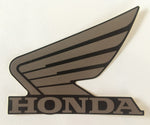 Honda Wing Fuel Tank Decal Wings Sticker 2 x 95mm METALLIC  GREY & BLACK 100% GENUINE