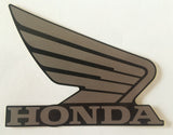 Honda Wing Fuel Tank Decal Wings Sticker 2 x 95mm METALLIC  GREY & BLACK 100% GENUINE