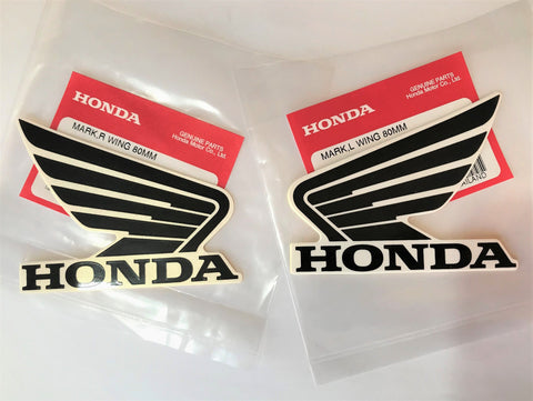 Honda Wing Fuel Tank Decal Wings Sticker 2 x 80mm BLACK & WHITE