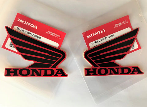 Honda Wing Fuel Tank Decal Wings Sticker 2 x 80mm BLACK & RED 100% GENUINE