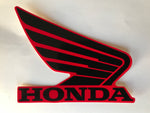 Honda Wing Fuel Tank Decal Wings Sticker 2 x 80mm BLACK & RED 100% GENUINE