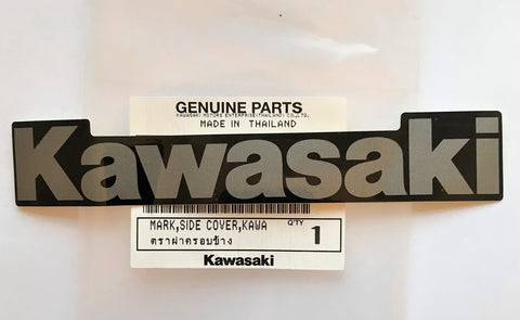 Kawasaki Mark Sticker Decal Silver / Black 130mm X 20mm 100% Genuine *UK STOCK*