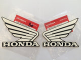 Honda Wing Fuel Tank Decal Wings Sticker 2 x 100mm WHITE & BLACK 100% GENUINE