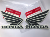 Honda Wing Fuel Tank Decal Wings Sticker 2 x 100mm WHITE & METALLIC BLACK100% GENUINE