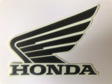 Honda Wing Fuel Tank Decal Wings Sticker 2 x 100mm WHITE & METALLIC BLACK100% GENUINE