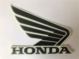 Honda Wing Fuel Tank Decal Wings Sticker 2 x 100mm WHITE & METALLIC BLACK100% GENUINE