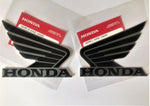 Honda Wings Fuel Tank Decal Wing Stickers 2 x 100mm BLACK & METALLIC GREY