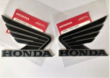 Honda Wings Fuel Tank Decal Wing Stickers 2 x 100mm BLACK & METALLIC GREY