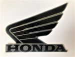 Honda Wings Fuel Tank Decal Wing Stickers 2 x 100mm BLACK & METALLIC GREY