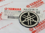 1 x YAMAHA 40mm TUNING FORK LOGO DECAL EMBLEM STICKERS - BLACK/SILVER