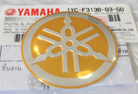 1 x YAMAHA 55mm TUNING FORK LOGO DECAL EMBLEM STICKERS -  GOLD/SILVER