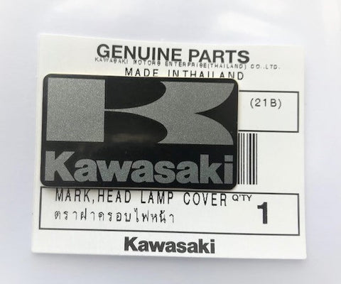 Original KAWASAKI ' K ' Mark Sticker Decal 42mm x 24mm - BLACK/METALIC DARK SILVER