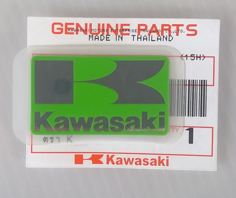 BRAND NEW 100% GENUINE Original KAWASAKI ' K ' Mark Sticker Decal GREEN / SILVER 42mm x 24mm