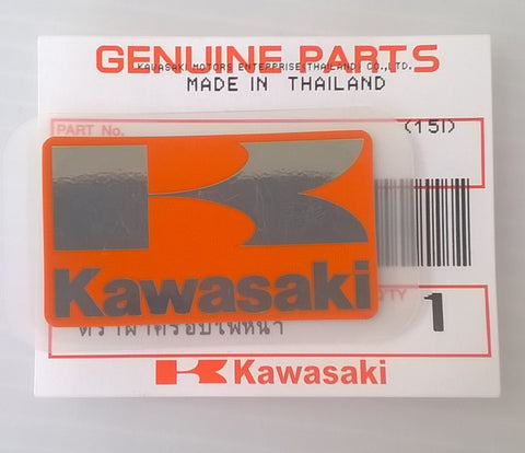 Original KAWASAKI ' K ' Mark Sticker Decal 42mm x 24mm - ORANGE/SILVER