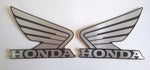 Honda Wing Fuel Tank Decal Wings Sticker 2 x 90mm SILVER & BLACK