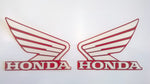 Honda Wing Fuel Tank Decal Wings Sticker 2 x 95mm WHITE ( Silver Outline ) & RED 100% GENUINE