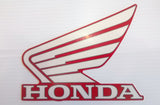 Honda Wing Fuel Tank Decal Wings Sticker 2 x 95mm WHITE ( Silver Outline ) & RED 100% GENUINE