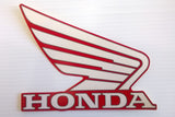 Honda Wing Fuel Tank Decal Wings Sticker 2 x 95mm WHITE ( Silver Outline ) & RED 100% GENUINE