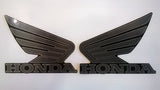 Honda Wing Fuel Tank Decal Wings Sticker 2 x 95mm METALLIC DARK GREY & BLACK 100% GENUINE