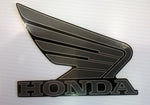 Honda Wing Fuel Tank Decal Wings Sticker 2 x 95mm METALLIC DARK GREY & BLACK 100% GENUINE