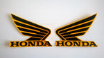 Honda Wing Fuel Tank Decal Wings Sticker 2 x 85mm  BLACK & ORANGE 100% GENUINE