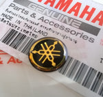 1 x YAMAHA 12MM TUNING FORK LOGO DECAL EMBLEM STICKER - GOLD/BLACK