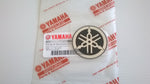 1 x YAMAHA 45mm FLAT & THIN TUNING FORK LOGO DECAL EMBLEM STICKER - BLACK/SILVER