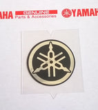 1 x YAMAHA 25mm FLAT & THIN TUNING FORK LOGO DECAL EMBLEM STICKER - BLACK/SILVER