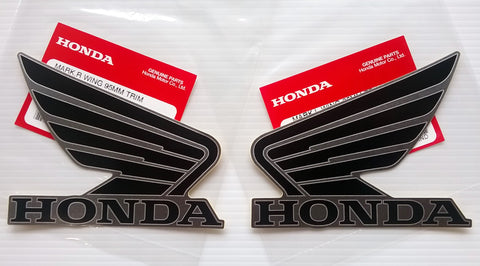 Honda Wing Fuel Tank Decal Wings Sticker 2 x 95mm BLACK & METALLIC SILVER 100% GENUINE