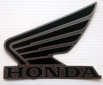 Honda Wing Fuel Tank Decal Wings Sticker 2 x 95mm BLACK & METALLIC SILVER 100% GENUINE