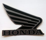 Honda Wing Fuel Tank Decal Wings Sticker 2 x 95mm BLACK & METALLIC SILVER 100% GENUINE